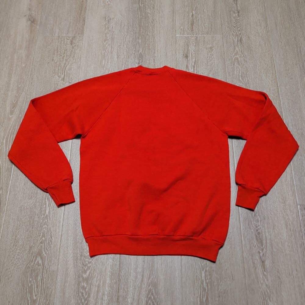 Vintage 80s Jerzees Sweatshirt Mens M Red Fair Isle‎ Snowflake Crewneck Made USA - Picture 2 of 6